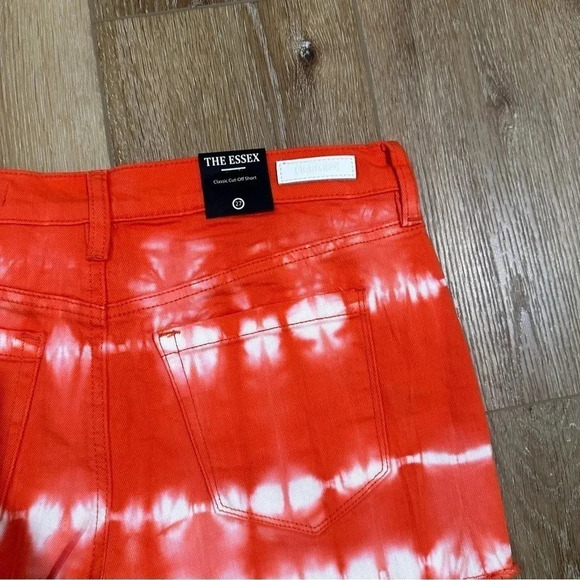 Blank NYC The Essex Classic Cut-Off Short Orange Tie-Dye Denim Size 27 NWT - Picture 7 of 8